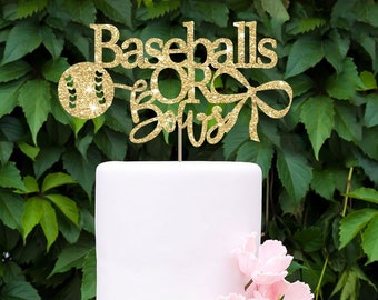 Baseballs or bows gender reveal cake topper gender reveal topper gender reveal decor baby shower cake topper baby shower decor gender reveal