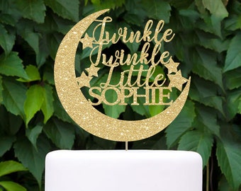 Twinkle twinkle little star cake topper baby shower decoration moon and stars baby shower decor moon cake topper gender reveal party