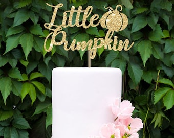 Little Pumpkin Cake Topper Our Little Pumpkin is one smash Cake Topper Fall Birthday Decorations Pumpkin First Birthday gold cake topper