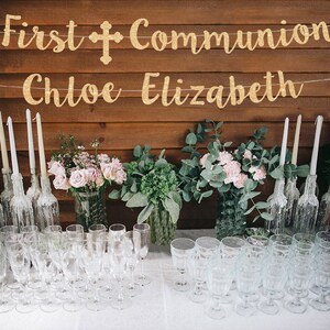 First communion banner god bless banner holy communion personalized banner first communion gold sign custom banner communion decoration