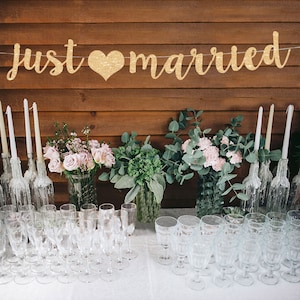 Just married banner wedding banner wedding decorations just married sign wedding photo prop wedding reception decoration wedding decor