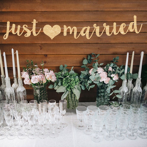 Just married banner wedding banner wedding decorations just married sign wedding photo prop wedding reception decoration wedding decor