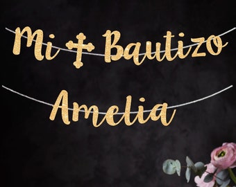 Personalized baptism banner custom banner baptism gold banner baptism decoration custom baptism sign god bless banner baptism decor