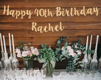 Happy 40th birthday banner 40th party banner custom birthday banner 40th birthday party decor 40th birthday decor birthday party decoration