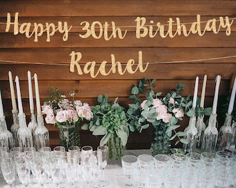 Happy 30th birthday banner 30th party banner custom birthday banner 30th birthday party decor 30th birthday decor birthday party decoration