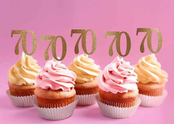 Black and Gold 70th Birthday Cupcake Toppers 70th Birthday Cupcake Toppers Instant Download 1951 Cupcake Topper Cheers to 70 Years