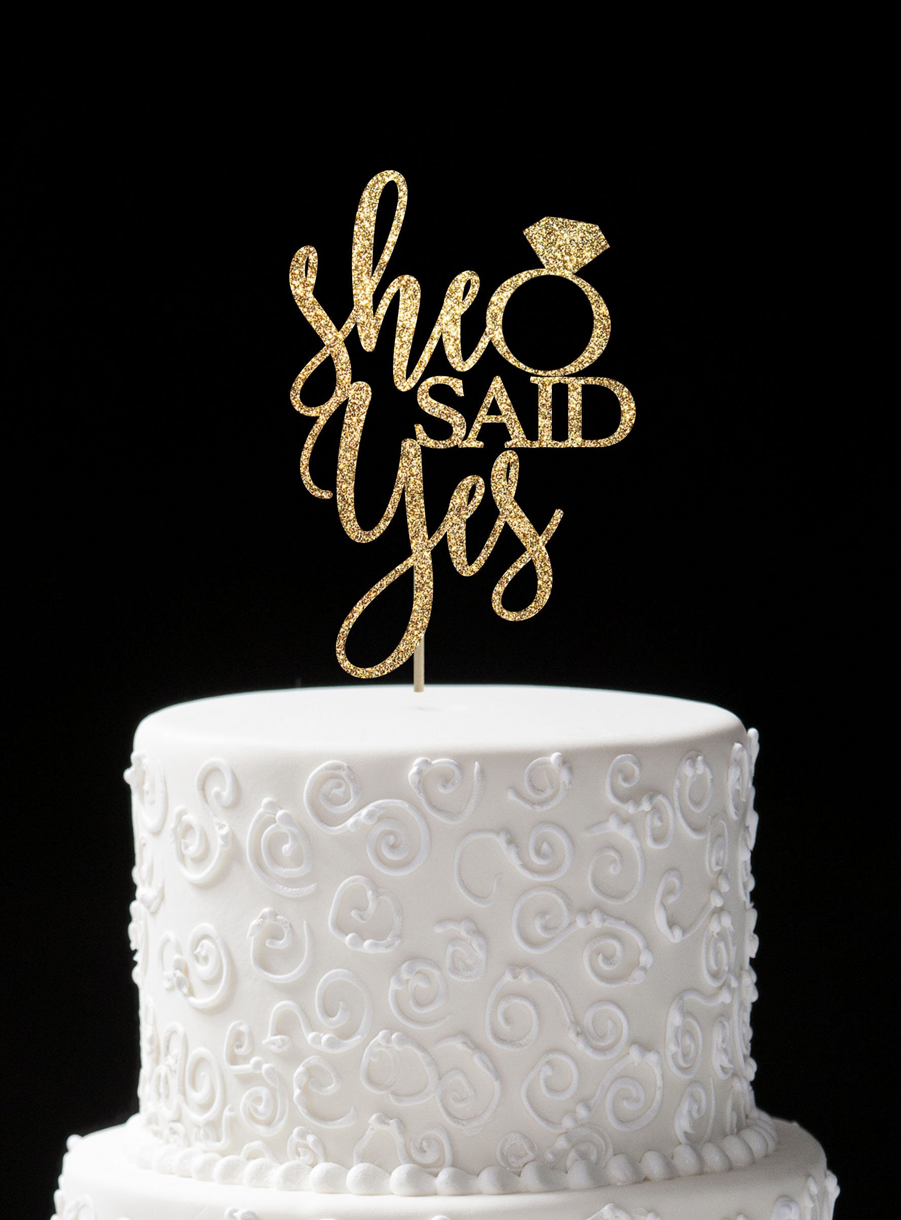 She Said Yes Cake Topper Bridal Shower Gold Cake Topper Bachelorette Party  Decoration Bachelorette Party Engagement Party Decoration -  Israel