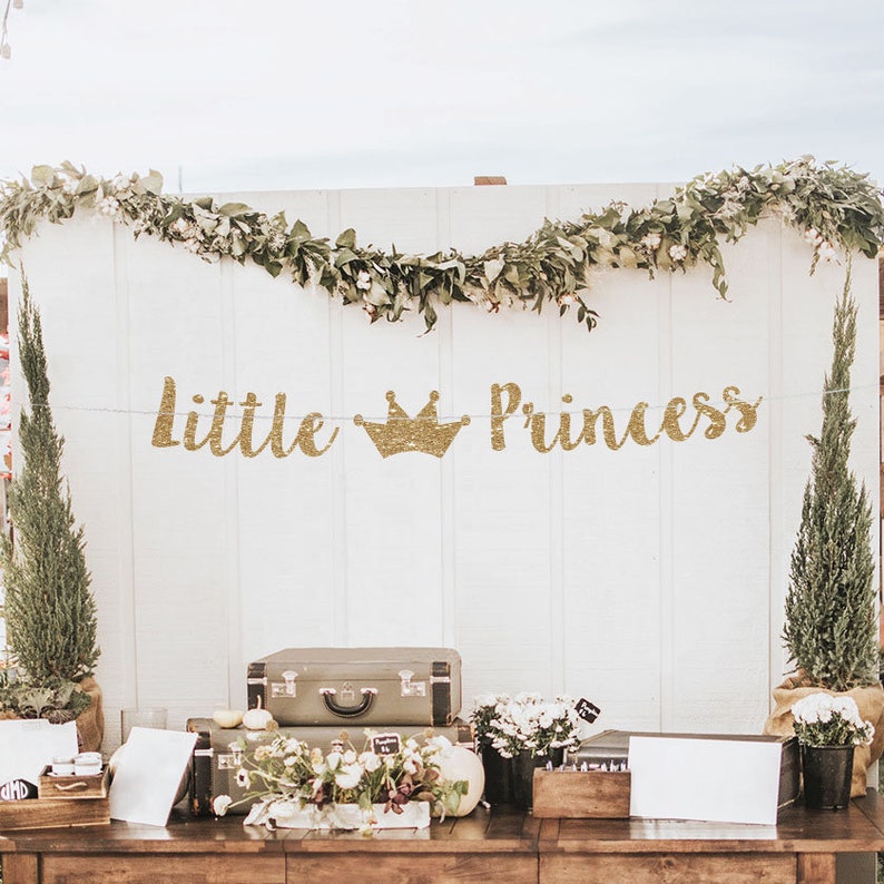 Little princess baby shower banner baby shower decor baby shower sign baby decoration baby shower backdrop girl baby shower gold baby shower