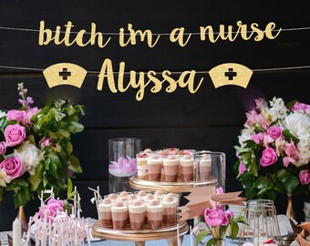 Nurse banner nurse graduation party decorations nurse grad banner nurse graduation banner nurse personalized banner RN party banner