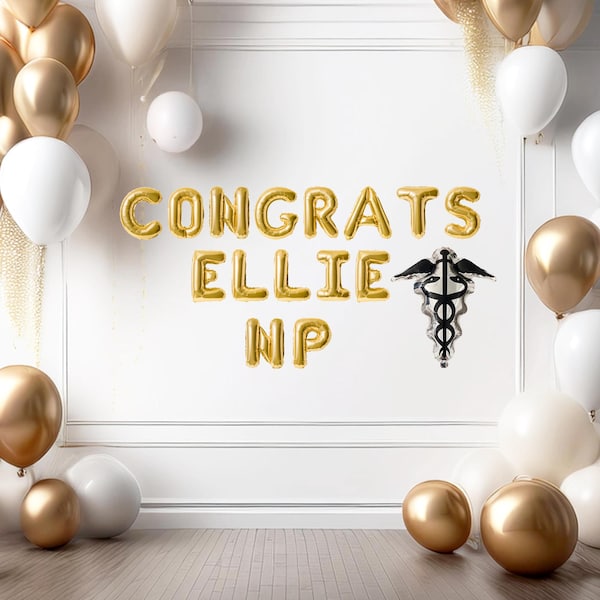 Congrats nurse practitioner balloon banner personalized NP graduation banner NP graduation balloons NP graduation grad party decorations
