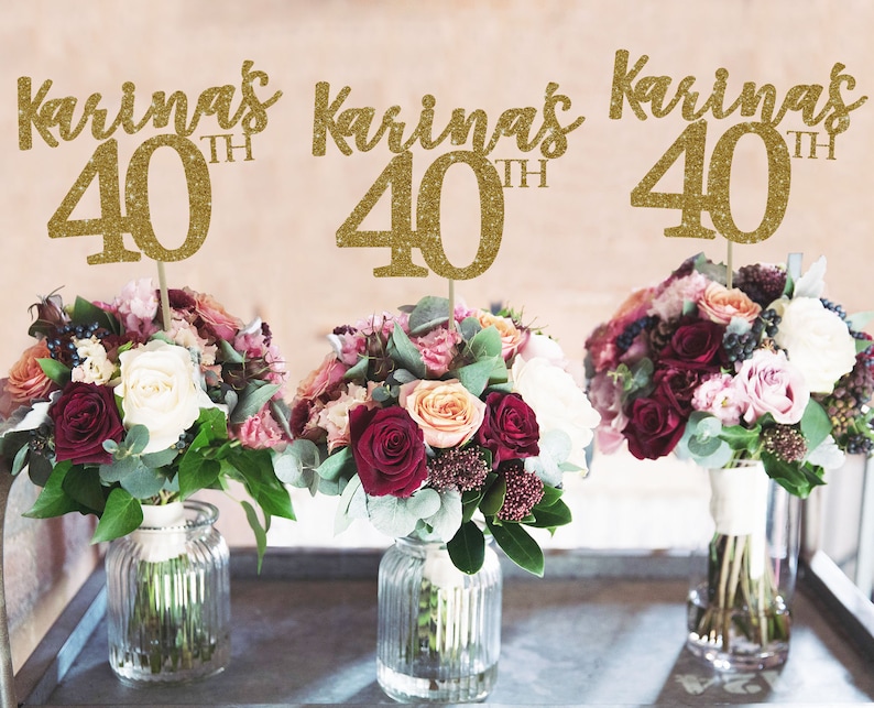 40th birthday centerpieces 40 centerpieces 40th birthday party 40th birthday decor gold 40th birthday party decorations 40th party decor image 1