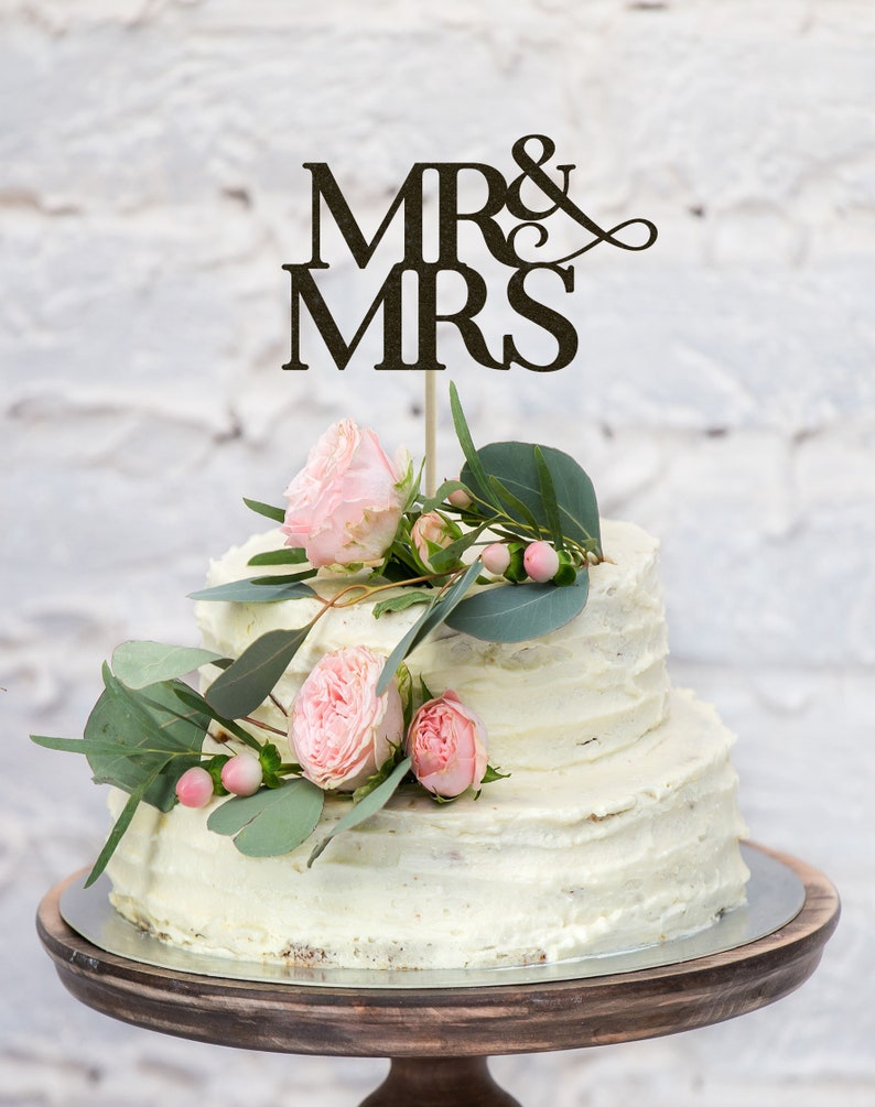 Mr and mrs cake topper wedding cake topper gold cake topper | Etsy