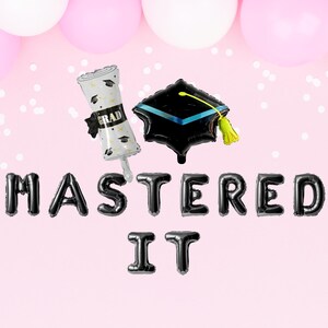 Mastered it graduation balloon banner graduation decorations grad party decor graduation banner graduation sign balloon decorations