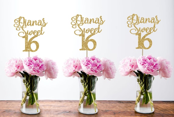 16th birthday centerpiece sweet 16 centerpiece 16th birthday decor 16th birthday party sweet 16 gold party decor sweet sixteen centerpiece