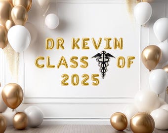Congrats doctor graduation balloon banner personalized congrats dr banner graduation balloons med school graduation party decorations