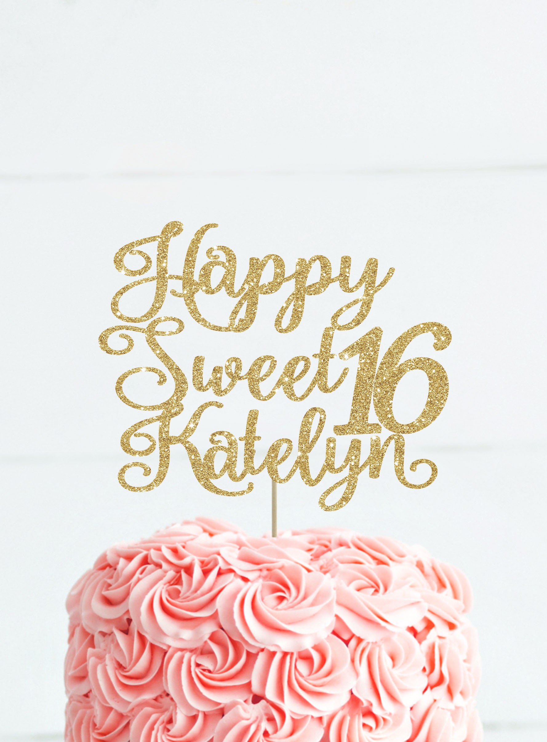 Topper Per Torta Sweet 16 Glitter Argento – 16x21 Cm – Compleanno 16 Anni