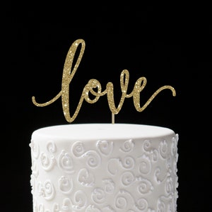 Love cake topper wedding cake topper wedding decoration engagement party cake topper gold cake topper engagement topper bridal shower