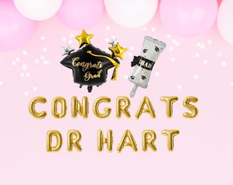 Congrats dr graduation balloon banner personalized graduation banner graduation party decor doctor graduation decor graduation balloons