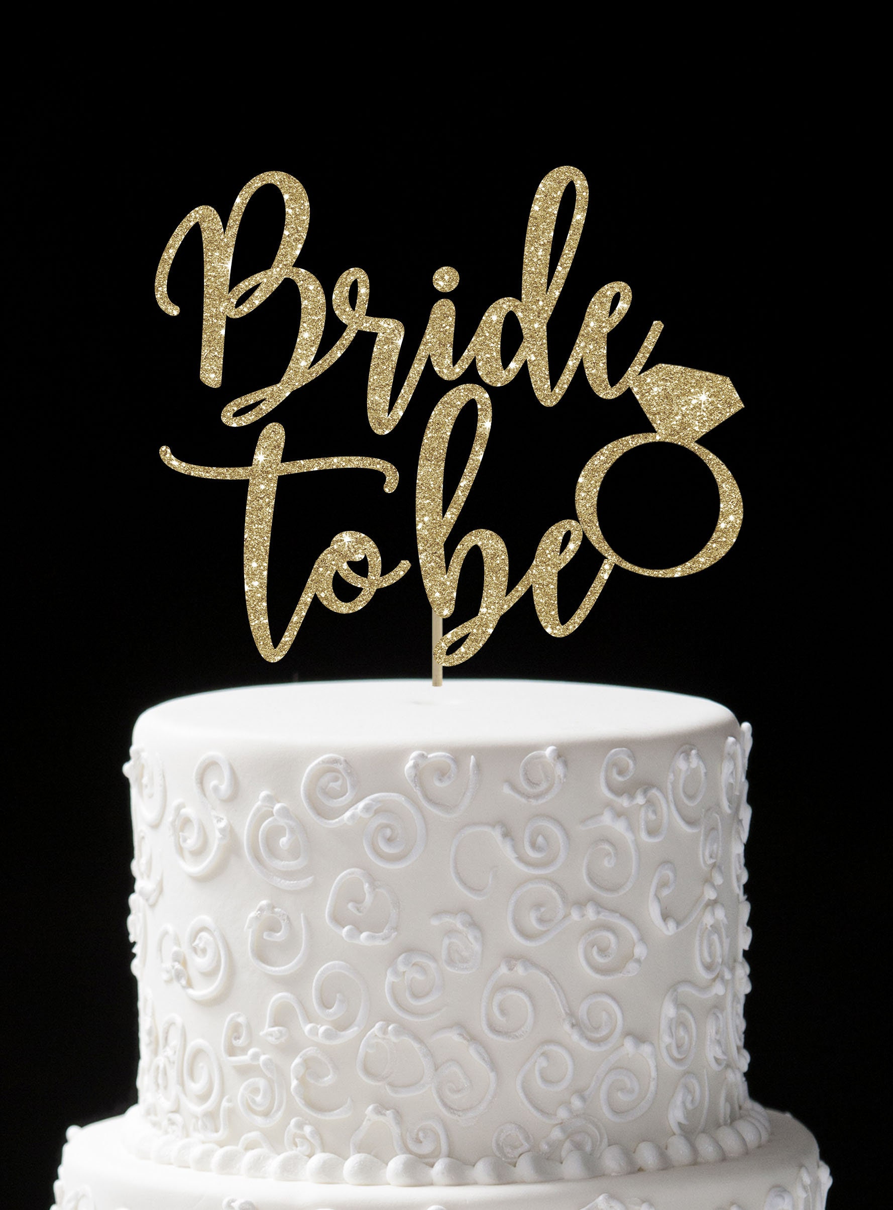 Custom Cake Topper Bridal Shower Glitter Customised Name Bride Wedding Hen party 