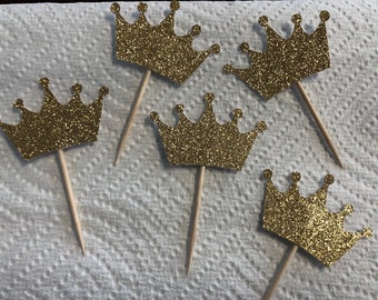 Gold crown cupcake toppers