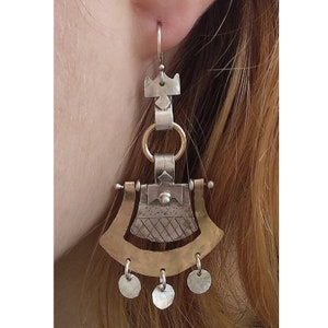 Western Modern Moroccan Style Silver & Goldfield, Large and Dangle Earrings, Gift: Woman, Anniversary, Mom, mother, Birthay, Her, loved Ones