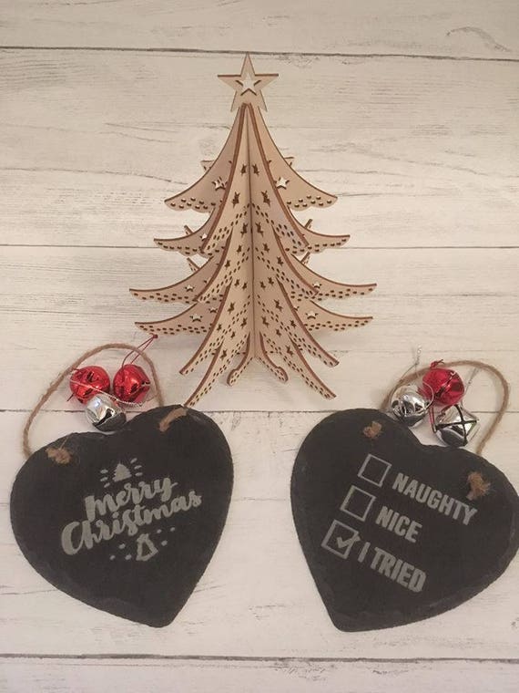 Engraved Slate Christmas Slate Hearts Etsy