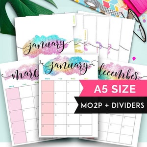 A5 Dividers 2020-2021 A5 Planner Inserts, Filofax A5 Dividers Agenda Inserts, A5 Monthly Dividers, A5 Planner Dividers, Agenda Divider
