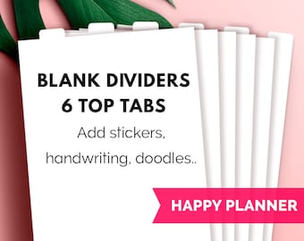 Happy Planner Dividers Blank, Happy Planner Classic Divider Top Tabs, Happy Planner Blank Dividers, Printable Dividers Planner Divider Tabs