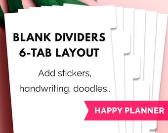 Happy Planner Dividers Blank, Happy Planner Classic Divider Tabs, Happy Planner Blank Dividers, Printable Dividers Planner Divider Tabs