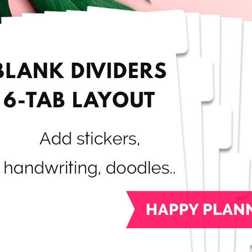 Happy Planner Classic Divider Templates 6 Top Tabs PNG & Etsy Canada