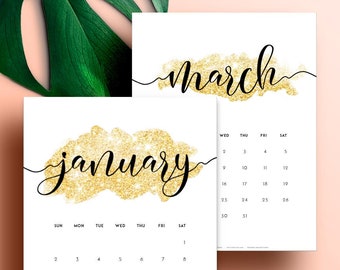 2022-2023 Printable Calendar, 2022 Gold Calendar, 2022 Wall Calendar, 2022 Monthly Calendar,  2022 Calendar Printable 2022 PDF Calendar