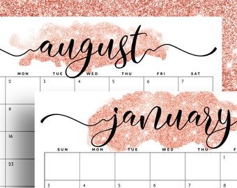 Rose Gold Calendar Etsy rose gold 2021 calendar