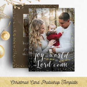 Photo Christmas Card Template, Photoshop Template Photographers Christian Photo Holiday Card, Religious Christmas Photo Card Template PSD image 1