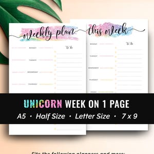 Weekly Planner A5 Planner Inserts, Weekly Planner Printable Page, Filofax A5, Agenda Weekly Insert, Undated Weekly Page Week on 1 Page