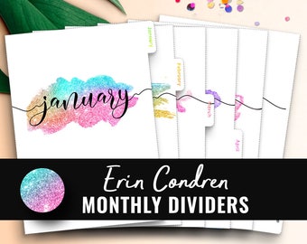 Erin Condren Dividers Life Planner Dividers Printable. Erin Condren Tabs. Erin Condren Divider Tabs. Monthly Dividers Printable Planner Tabs