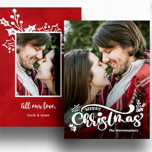 Cartão com foto de Natal para impressão, cartão de Natal personalizado com foto, cartão de feliz Natal, cartão de férias em família-caligrafia ouro rosa ouro