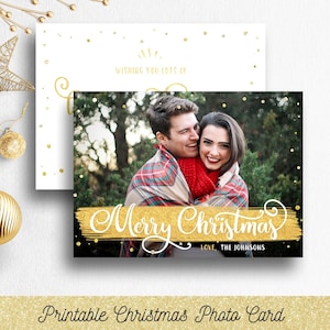 Carte de Noël avec photo, carte photo de famille imprimable, carte photo de vacances, carte personnalisée de Noël de photo