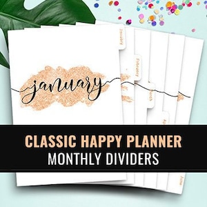 Happy Planner Dividers Happy Planner Tabs, Happy Planner Insert, Happy Planner Classic Monthly Tabs, Printable Dividers Planner Divider Tabs image 1