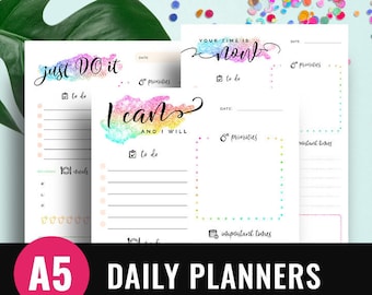 A5 Planner Inserts Filofax A5, Planner Insert LV GM Agenda Refill, Arc Planner A5, Color Crush, Carpe Diem, Kikki K, Printable Daily Planner
