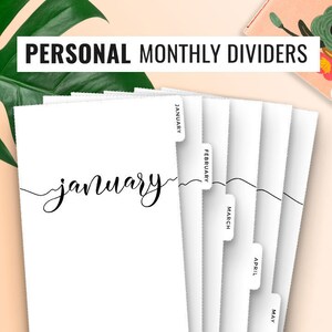 Personal Planner Dividers Personal Dividers Monthly Dividers Filofax Personal Inserts Dividers