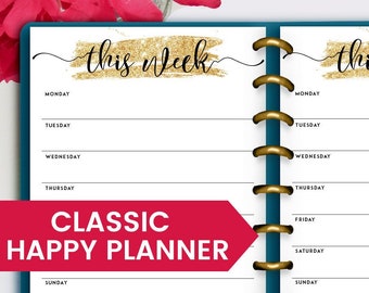 Happy Planner Classic Weekly Planner Printable | Classic HP Weekly Insert, Weekly Planner Page, Weekly Schedule, Weekly To Do List