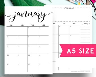2020 Monthly Planner Insert A5, Lv GM Agenda Refill, 2020 Calendar Insert, Filofax A5 Monthly Insert, 2020 Month on 2 Pages Mo2P