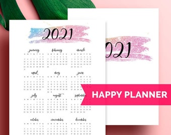 Happy Planner Insert 2021 Year on 1 Page, 2021 Happy Planner Dashboard, 2021 Yearly Insert, 2021 Cover, MAMBI Happy Planner 2021 Yearly Page