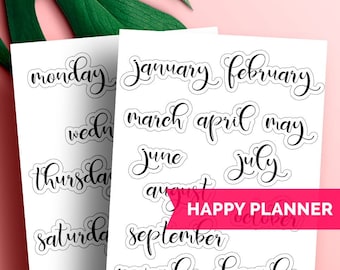 Happy Planner Stickers Month Stickers, Happy Planner Classic Weekly Stickers, Happy Planner Stickers Monthly, Printable Planner Stickers