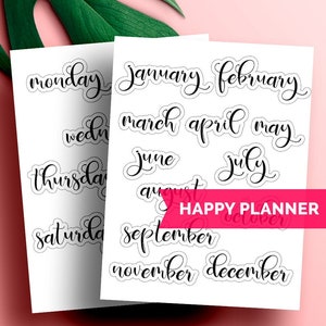 Happy Planner Stickers Month Stickers, Happy Planner Classic Weekly Stickers, Happy Planner Stickers Monthly, Printable Planner Stickers image 1