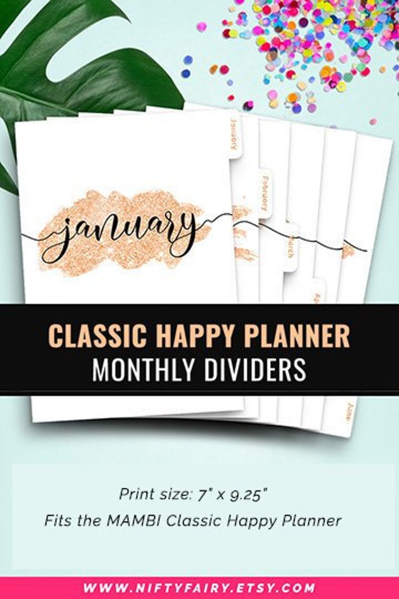 Happy Planner Dividers Happy Planner Tabs, Happy Planner Insert, Happy Planner Classic Monthly Tabs, Printable Dividers Planner Divider Tabs image 1