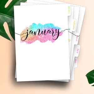 Planner Dividers A5 Month Tabs • A5 Monthly Dividers Filofax A5 Planner Insert Printable Dividers A5 Monthly Planner Tabs Glitter Inserts image 6