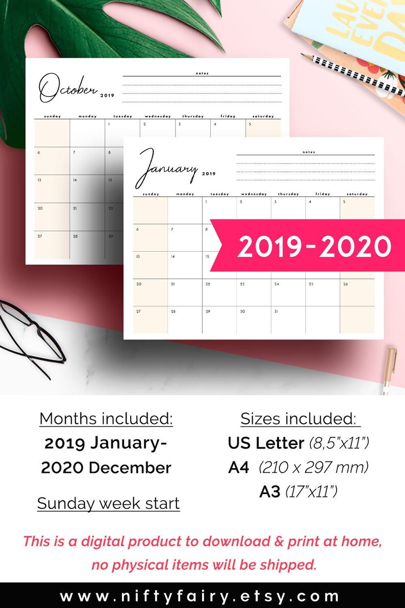 2019 Monthly Planner Desk Calendar Printable 2019 Monthly Planner Desk Calendar