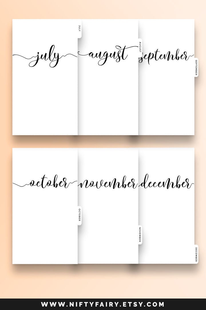 Personal Planner Dividers Personal Dividers Monthly Dividers Etsy