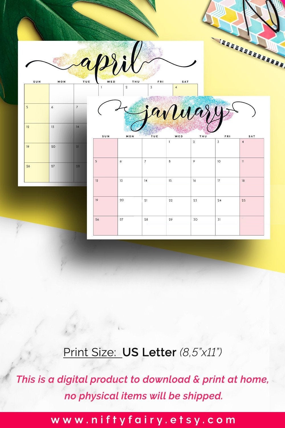 Desk Calendar 2022 Monthly Planner 2022-2023 Printable | Etsy